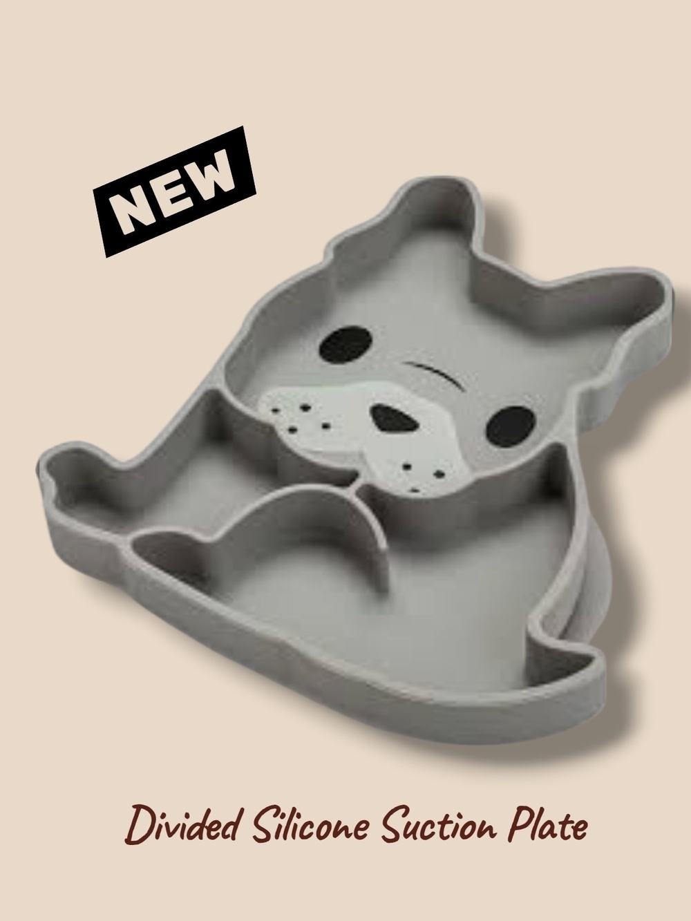 New Gray Divided Silicone Suction Dog Plate by Melii